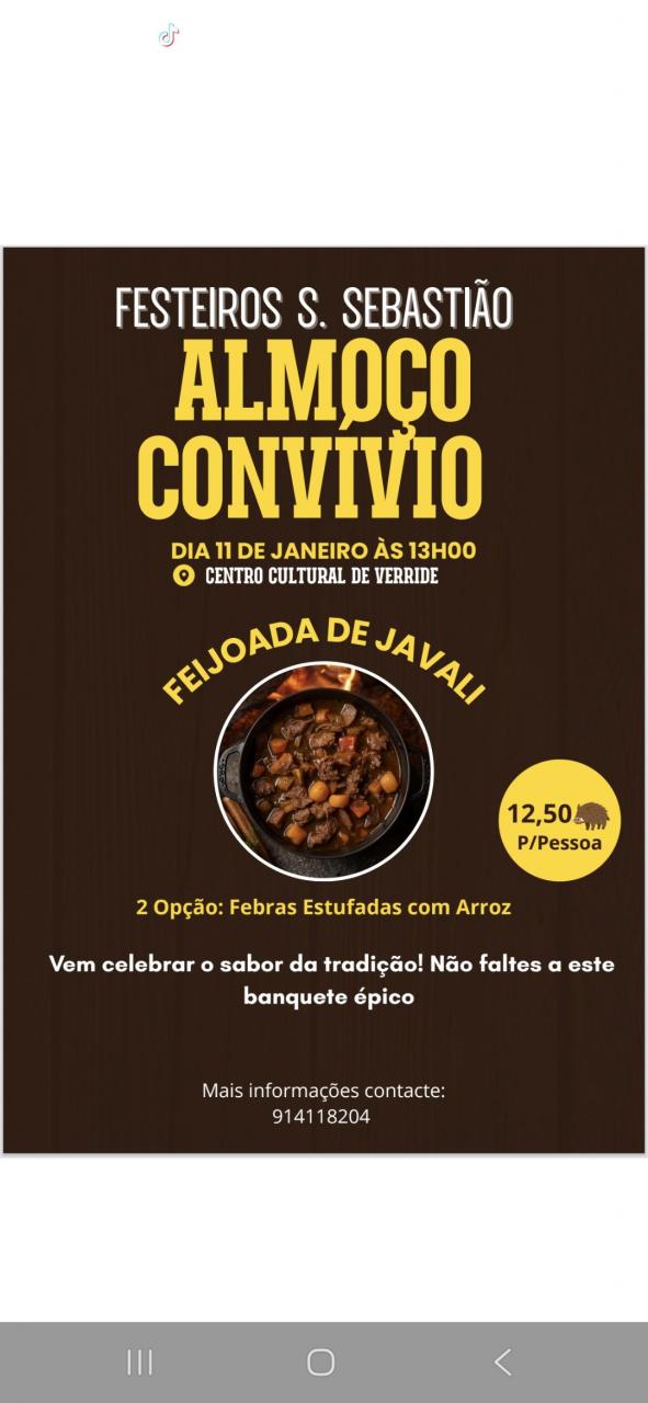 Almo&ccedil;o de angaria&ccedil;&atilde;o de fundos - Festas em Honra de M&aacute;rtir S&atilde;o Sebasti&atilde;o 